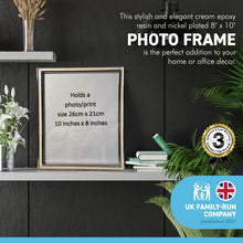 Load image into Gallery viewer, NICKEL PLATED PICTURE FRAME 8 inch X 10 Inch | Silver Coloured Picture Frame | Metal Photo Frame | Contemporary Frame | Stylish and Elegant Frame | Portrait and Landscape
