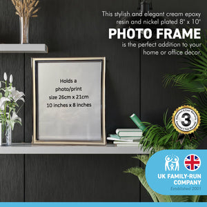 NICKEL PLATED PICTURE FRAME 8 inch X 10 Inch | Silver Coloured Picture Frame | Metal Photo Frame | Contemporary Frame | Stylish and Elegant Frame | Portrait and Landscape