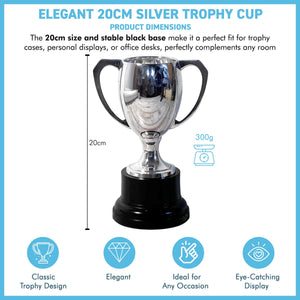 Elegant 20 cm Silver Trophy Cup - Ideal Award for achievements & celebrations