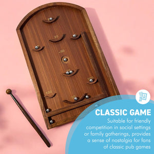 Classic Vintage Tabletop Trifle Game: Shuffleboard, Pinball & Bagatelle with Flick Stick - Retro Multi-Game Entertainment