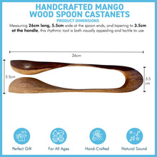 Load image into Gallery viewer, Handcrafted Mango Wood Spoon Castanets – Wooden Percussion Instrument – One-Piece Carved Spoon Clappers for Folk &amp; World Music
