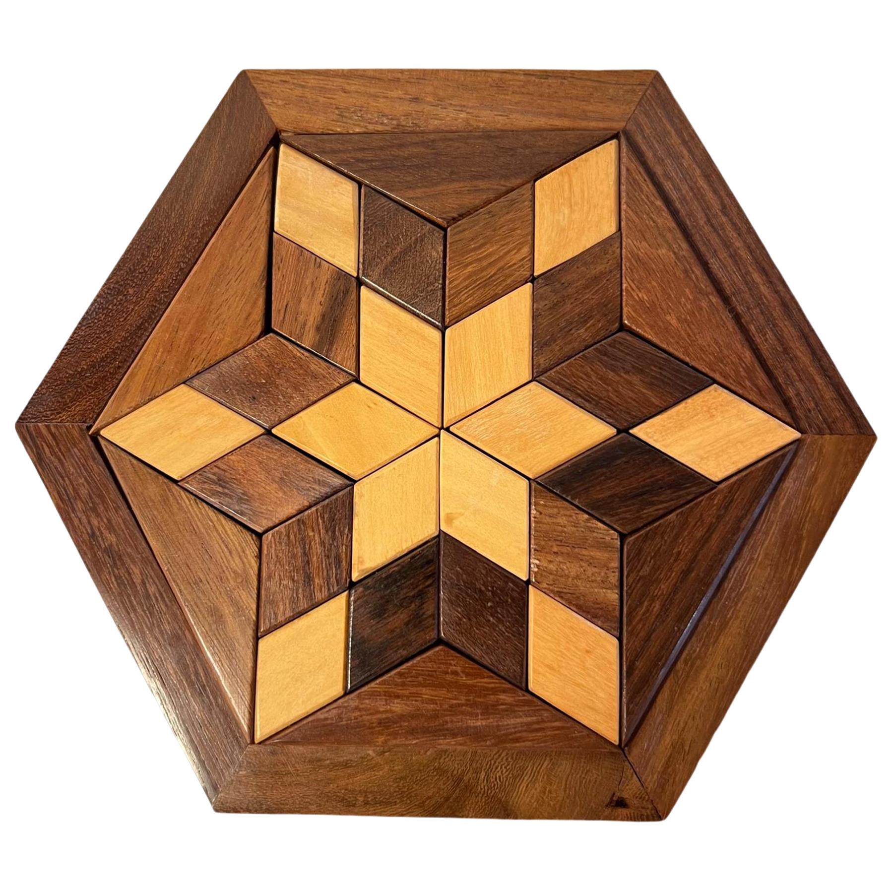 Challenging 30 Piece Hexagon Shaped Wooden Brain Teaser Puzzle for All Ages Fun and Educational Mind Game