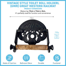 Load image into Gallery viewer, Vintage-Style Toilet Roll Holder - Great Western Railway (GWR) Design, Classic Bathroom Accessory
