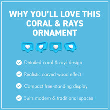 Load image into Gallery viewer, Natural Wood Effect Coral &amp; Rays Decorative Ornament – Coastal Home Décor 18cm
