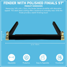 Load image into Gallery viewer, 𝗔𝗗𝗝𝗨𝗦𝗧𝗔𝗕𝗟𝗘 𝗕𝗟𝗔𝗖𝗞 𝗙𝗜𝗥𝗘 𝗙𝗘𝗡𝗗𝗘𝗥 𝗪𝗜𝗧𝗛 𝗣𝗢𝗟𝗜𝗦𝗛𝗘𝗗 𝗙𝗜𝗡𝗜𝗔𝗟𝗦 (𝟭𝟰𝟱𝗰𝗺 𝗠𝗮𝘅 𝗟𝗲𝗻𝗴𝘁𝗵) | Self Assembly | Fireplace Hearth Guard | Protective Barrier to prevent Ash &amp; Spark damage
