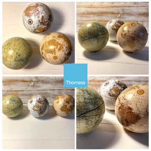 Set Of three Globes with individual display stands | Exploration globes desk set | Each 10cm in diameter | Presented in gift packaging | showcase different cartographic styles