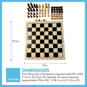 WOODEN CHESS BACKGAMMON CHEQUERS GAME COMPENDIUM | 3 in 1 Wooden Games Set | Travel Games Set | Portable Board Games | Wooden Games | Traditional Games