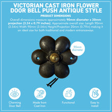 Load image into Gallery viewer, Victorian Flower Cast Iron Door Bell Push – Antique Style Traditional 90mm Entrance Hardware
