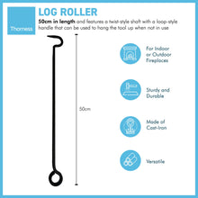 Load image into Gallery viewer, LOG ROLLER TOOL for FIREPLACE | Cast iron | Tools and accessories for fireplace | BBQ accessories | Log grabber tool | Log peavey | 50cm Long
