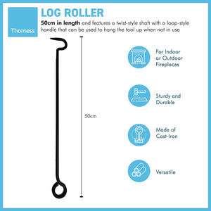 LOG ROLLER TOOL for FIREPLACE | Cast iron | Tools and accessories for fireplace | BBQ accessories | Log grabber tool | Log peavey | 50cm Long