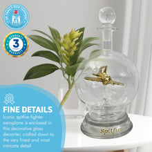 Load image into Gallery viewer, Ornamental glass model of a Spitfire aeroplane in a decorative glass decanter with glass base  | memorabilia | spitfire gifts for men | WW2 gift | wartime memorabilia | Battle of Britain
