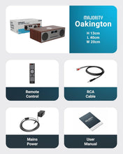 Load image into Gallery viewer, DAB+ Radio &amp; CD Player | Compact Wooden HiFi Music System | Bluetooth Digital Home Stereo | FM, 20 Presets, Radio Alarm, &amp; Remote Control | AUX &amp; USB Input | USB Charging | MAJORITY Oakington (Walnut)
