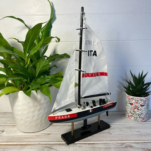 LUNA ROSA AMERICAS CUP MODEL YACHT | Sailing | Yacht | Boats | Models | Sailing Nautical Gift | Sailing Ornaments | Yacht on Stand | 33cm (H) x 21cm (L) x 4cm (W)