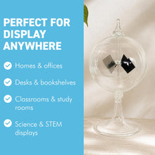 Load image into Gallery viewer, 16cm high Solar Radiometer | 4 Blades rotating glass windmill Crookes solar radiometer |Measures Radiant Flux of Electromagnetic Radiation | desk ornament | weather station | light mill
