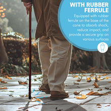 Load image into Gallery viewer, 92cm Dark Brown Chestnut wooden Walking Cane, lightweight mobility aid with rubber ferrule for enhanced stability and comfort
