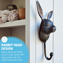 Load image into Gallery viewer, Sturdy Wall-Mounted Cast Iron Rabbit Head Hook Hanger for Hats, Coats, Clothes - Ideal for Kitchen, Bathroom, Bedroom, Office
