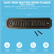 Load image into Gallery viewer, The Waiting Room Plaque – An Antique Style Cast Iron Sign
