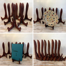 Load image into Gallery viewer, Wooden Plate Display Stands 25cm – Set of 8 Hinged Easel Holders
