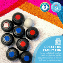 Load image into Gallery viewer, DRAKES CARPET BOWLS | Indoor bowls set | Bowls game for adults and children | CARPET BOWLS GIFT | French boules set | Each bowl is 2 inches in diameter.
