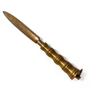 Distressed Brass Letter Opener with ridged brass handle, Envelope Opener for home or office use