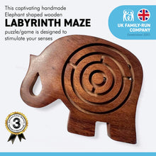 Load image into Gallery viewer, Handcrafted ELEPHANT SHAPED Wooden Labyrinth Game | HAND MAZE PUZZLE | Hand Eye Co Ordination Toy | Traditional Toy | Retro Game | Brain Teaser
