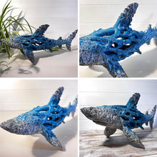 Load image into Gallery viewer, Hand-Painted Large Shark Ornament, 48cm Wide - Cast Resin Nautical Decor Gift for Ocean Lovers
