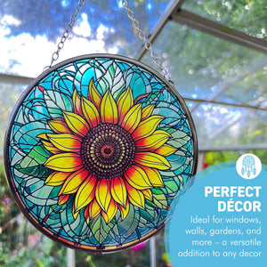 Vibrant Sunflower Stained Glass Suncatcher, 6-Inch Decorative Window Ornament