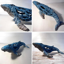 Load image into Gallery viewer, Hand-Painted Large Humpback Whale Ornament in Resin, 46cm Wide , Perfect Nautical Gift &amp; Ocean Decor
