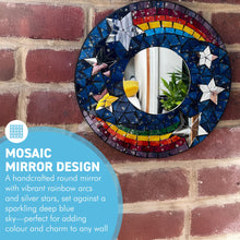 Load image into Gallery viewer, Rainbow &amp; Stars Celestial Round Mirror, Stunning Mosaic Design, 30cm diameter Decorative Mirror
