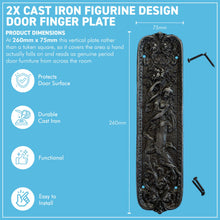 Load image into Gallery viewer, The Figurine Pair – Two Cast Iron Push Plates, One for Each Face of a Door
