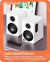 Load image into Gallery viewer, Refurbished Oakcastle White BK100 ACTIVE BOOKSHELF SPEAKERS | 2.0 Stereo System | 60W Output | Bluetooth 5.4, USB Playback | AUX, HDMI ARC, Optical | Gaming Speakers for PC Desktop | Note remote control NOT included
