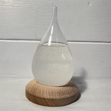 Load image into Gallery viewer, Storm Glass Tear drop shaped Weather Predictor Glass Barometer on a Wooden Base | Forecaster Creative Crystal Decorative Bottle Desktop Drops Forecast Bottle Home and Office Birthday
