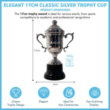 Load image into Gallery viewer, Silver Trophy Cup with lid 17cm - Ideal Award for achievements &amp; celebrations
