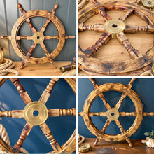 Load image into Gallery viewer, The 24 Inch Nautical Ship Wheel – Wooden with a Solid Brass Hub
