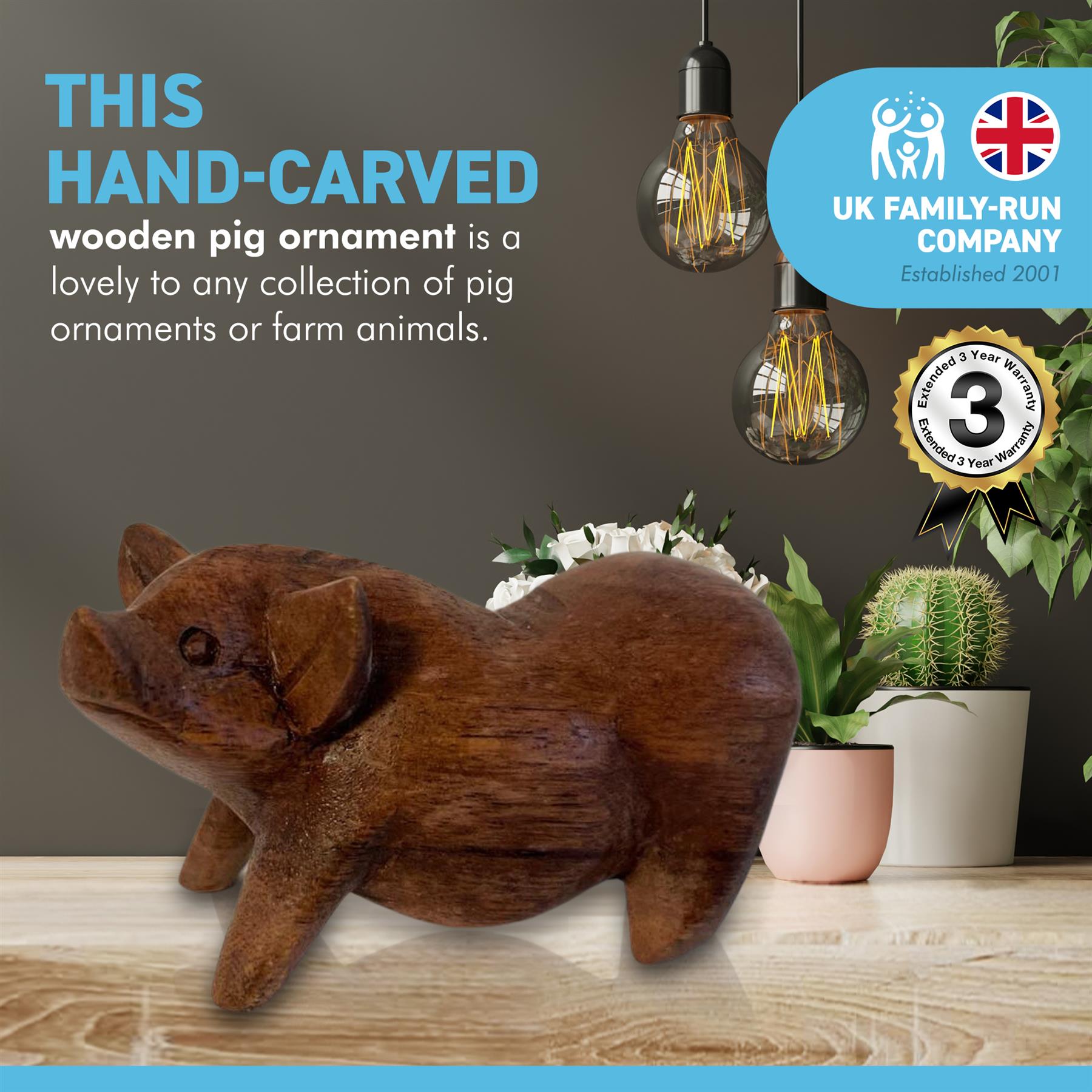 Hand carved hot sale wooden pig