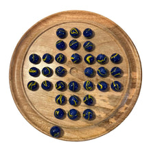 Load image into Gallery viewer, 30cm Diameter WOODEN SOLITAIRE BOARD GAME with VAN GOGH GLASS MARBLES | classic wooden solitaire game | strategy board game | family board game | games for one | board games
