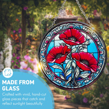 Load image into Gallery viewer, Vibrant 6-Inch Poppy Design Stained Glass Suncatcher - Elegant Window Decor for a Splash of Colour

