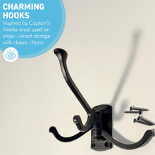 Load image into Gallery viewer, Four-way Folding Coat Hook | Antique Brass Swivel Hook | | Wall mounted for bathroom, kitchen, bedroom | Captains hook | independently swiveling arms | Versatile and elegant
