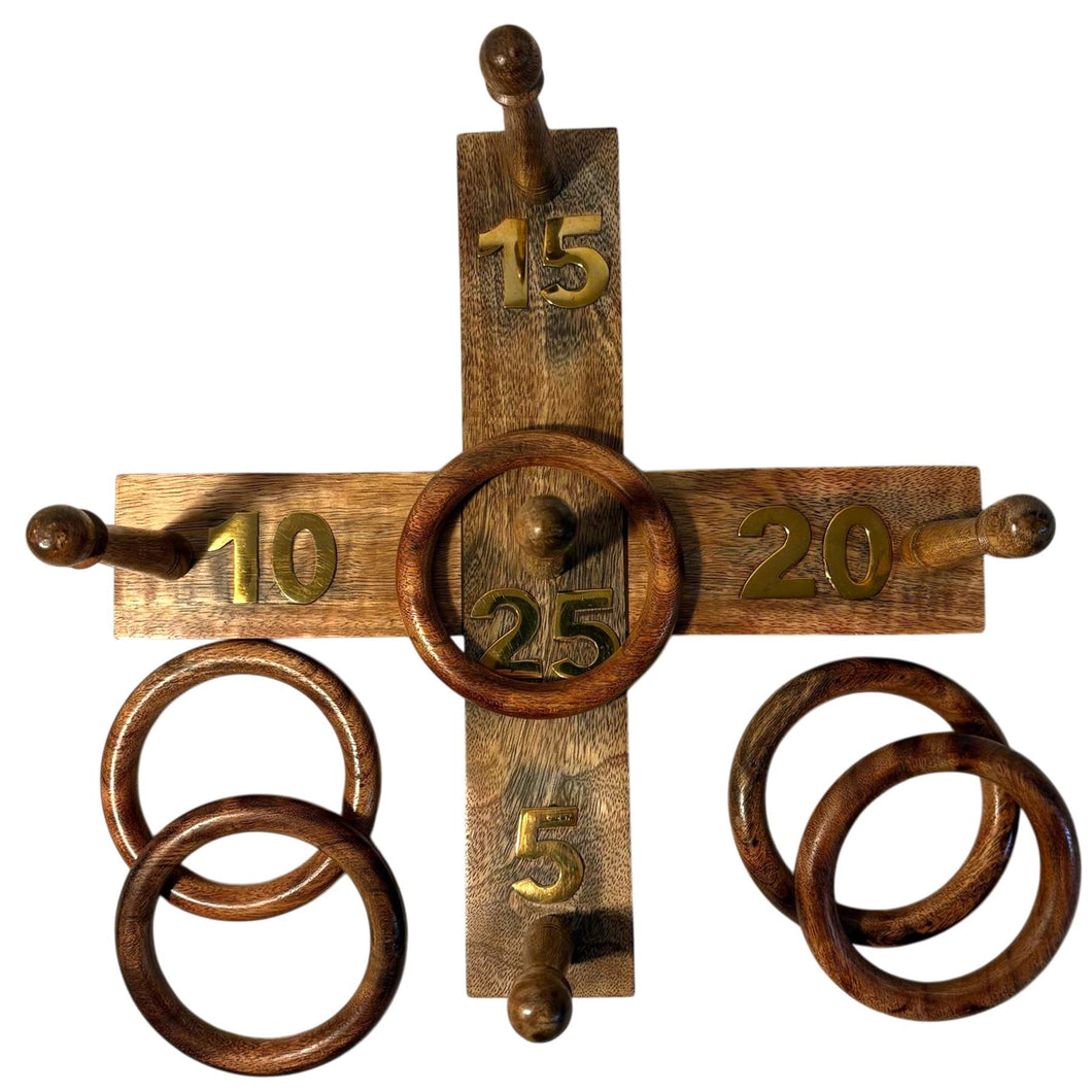 𝗟𝗨𝗫𝗨𝗥𝗬 𝗦𝗢𝗟𝗜𝗗 𝗪𝗢𝗢𝗗 𝗤𝗨𝗢𝗜𝗧𝗦 𝗚𝗔𝗠𝗘 Set 5 Rings 30cm – Family Fun Hoopla Game