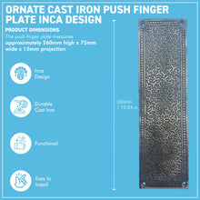 Load image into Gallery viewer, Ornate Inca Design Cast Iron Push Plate – Antique Style 260mm Decorative Door Hardware
