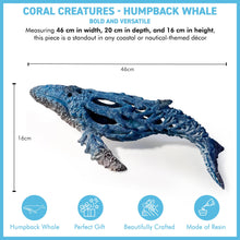 Load image into Gallery viewer, Hand-Painted Large Humpback Whale Ornament in Resin, 46cm Wide , Perfect Nautical Gift &amp; Ocean Decor
