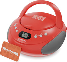 Load image into Gallery viewer, Oakcastle CD250 PORTABLE CD BOOMBOX with Bluetooth &amp; FM Radio – Red Retro Player
