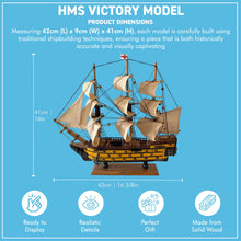 Load image into Gallery viewer, Wooden HMS Victory detailed model | Sailing gift | Wooden ships | Model battle ships | Sturdy construction | Cotton sails and rigging |  42cm (L) x 41cm (H)
