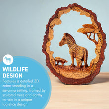 Load image into Gallery viewer, 𝗭𝗘𝗕𝗥𝗔 𝗦𝗖𝗘𝗡𝗘 Resin Sculpture Wood Effect Wildlife Home Décor
