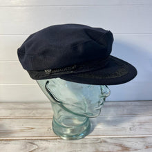 Load image into Gallery viewer, Traditional Wool Breton Cap | Size 59cm | Captain Fisherman Mariner Yachtsman Sailors Fiddlers Cap | Baker Boy flat cap skipper | Designed in the UK | classic peaked French and Greek boatman&#39;s hat
