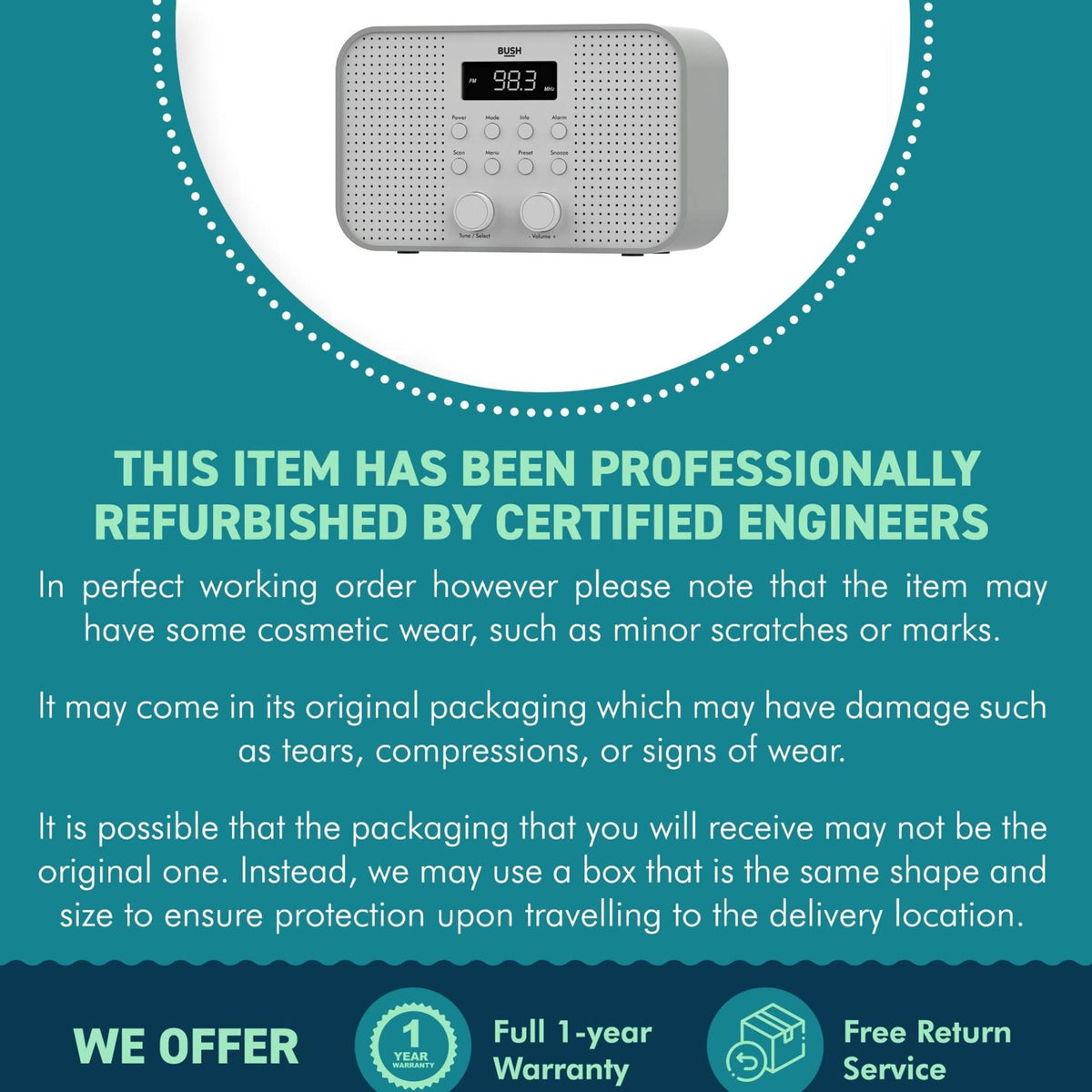 Bush FM Clock Radio | 10 Radio presets | Alarm and snooze function | H ...