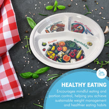 Load image into Gallery viewer, Portion Control Plate for Balanced Diet - Sections for Grains, Proteins, Fruits &amp; Veggies | Slimming &amp; Healthy Eating Plate
