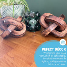 Load image into Gallery viewer, Pair of Rustic Wooden 3-Link Knot Ornaments for Home Decor - Ideal for Living Room, Shelf &amp; Coffee Table
