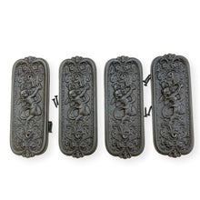 Load image into Gallery viewer, Set of Four Antique style Rustic Cast Iron Door Push Plates with Ornate Cherub Design - Vintage Finger Plate Decor
