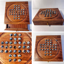 Load image into Gallery viewer, Wooden Solitaire with Drawer for Polar Marbles | Travel Games | Strategic &amp; Traditional Games | Perfect for Adults &amp; Family Fun
